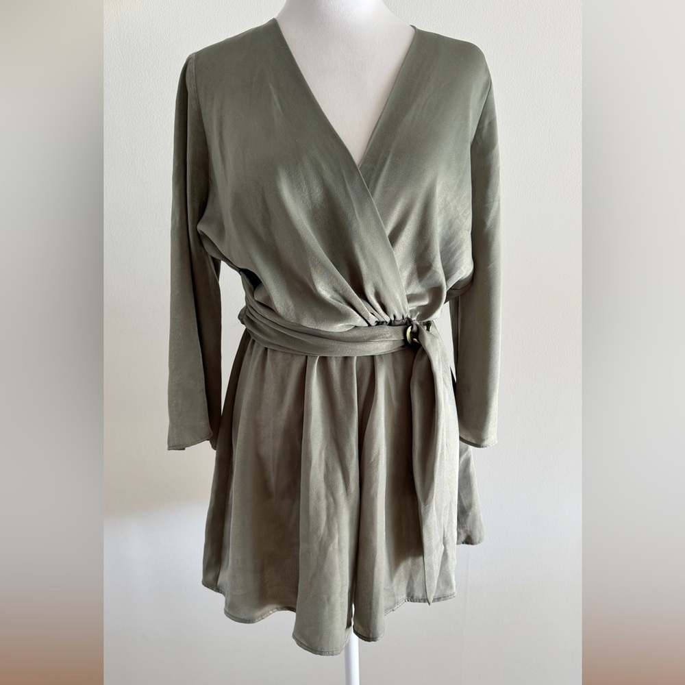 Zara Link Satin Effect Romper/Jumpsuit in green - Picture 4 of 8